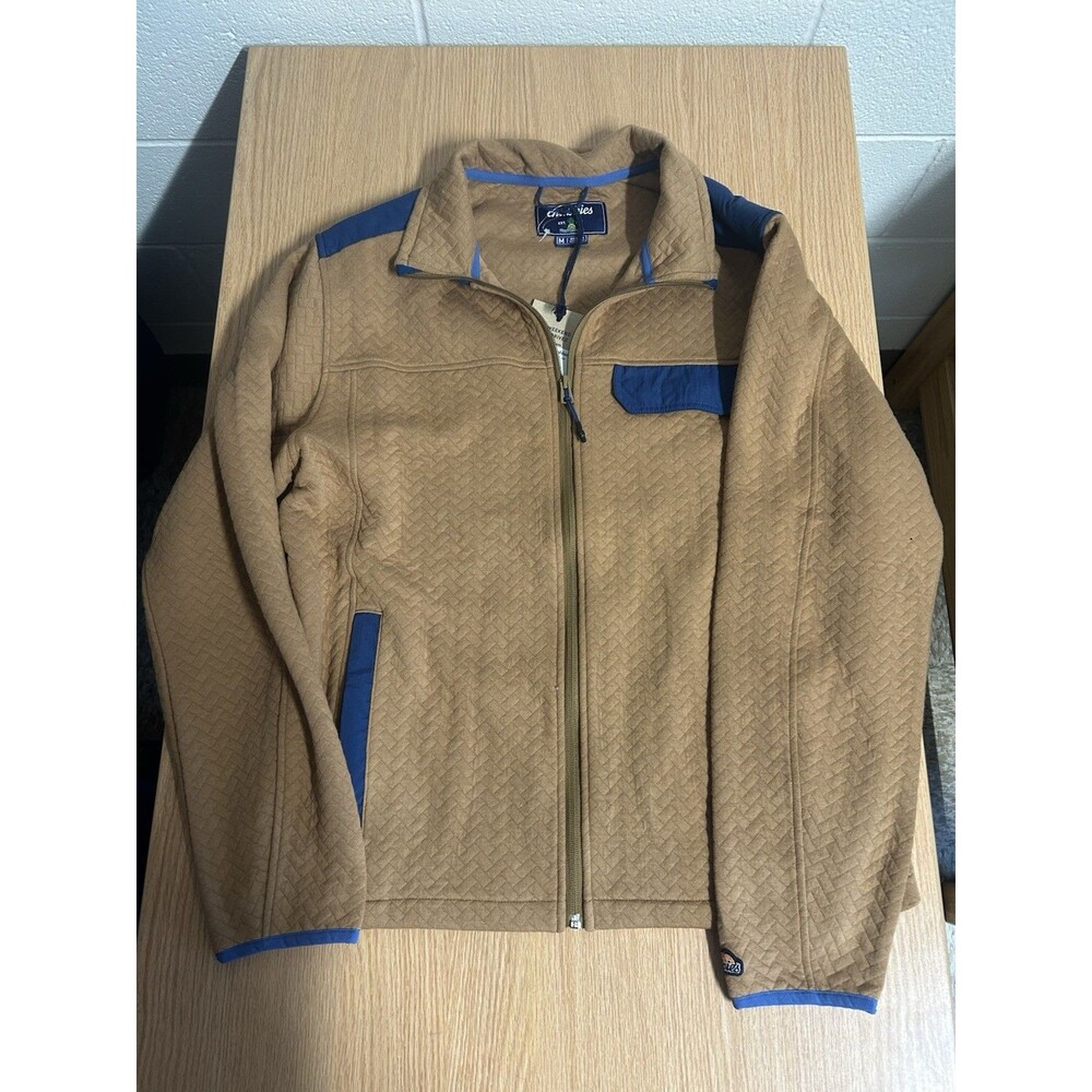 NWT Chubbies Men’s The Woodchipper Tan Blue Quilted Full Zip Jacket Size Medium
